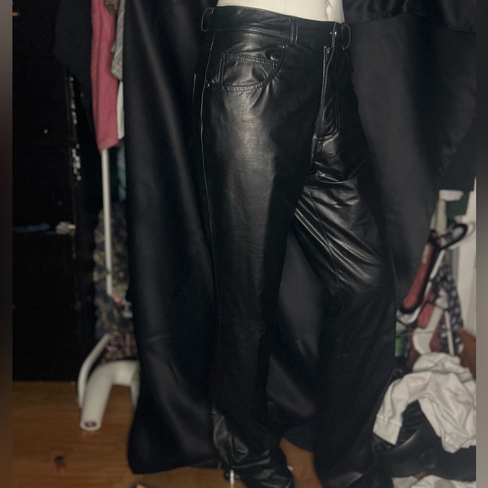 Global Mind Black Leather Pants